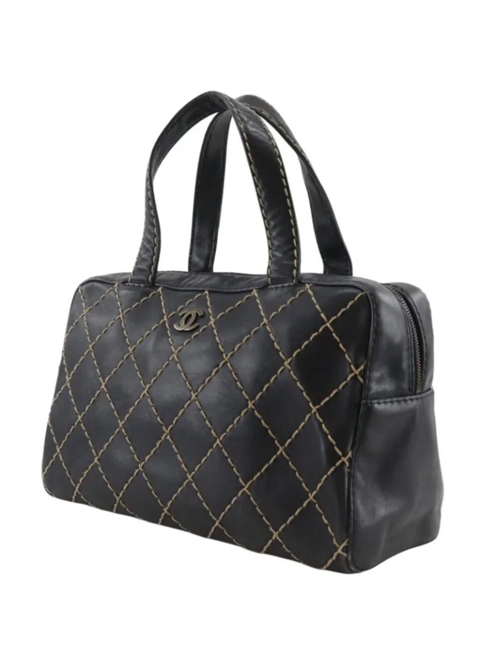 Chanel Wild Stitch CC Logo Calf Black Handbag